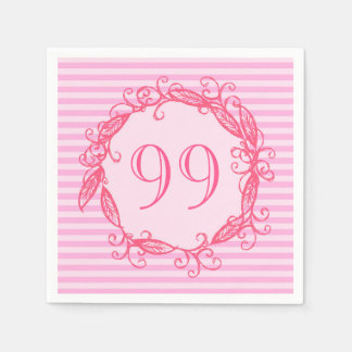 Women's 99th Birthday Beautiful Pink Swirly Napkin