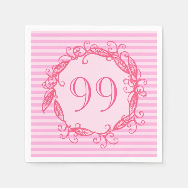 Women's 99th Birthday Beautiful Pink Swirly Napkin (Front)