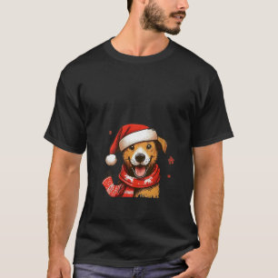 Womens A dog with a Christmas Santa hat V Neck  T-Shirt