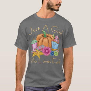 Womens A Girl Loves Fall Autumn Sunflowers Thanksg T-Shirt