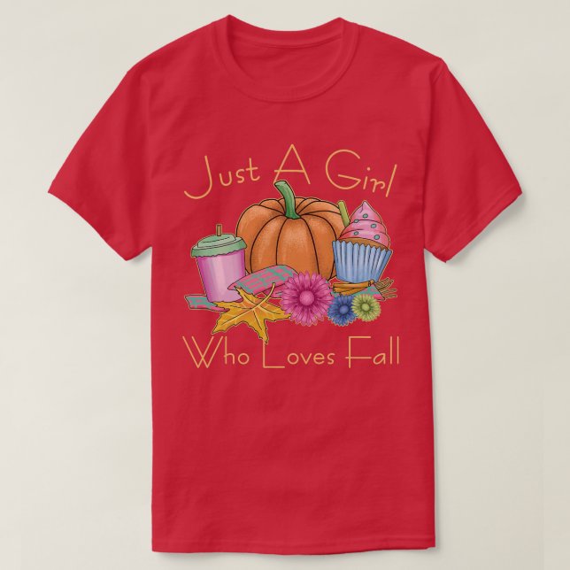 Womens A Girl Loves Fall Autumn Sunflowers Thanksg T-Shirt (Design Front)