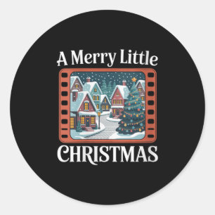 Womens A Merry Little Christmas Retro Holiday Vill Classic Round Sticker