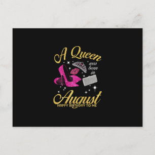 Womens A Queen Was Born In August Birthday Gift Announcement Postcard