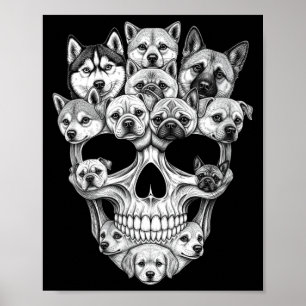 Womens A Skull But Dogs Dog Skeleton Halloween Dog Poster