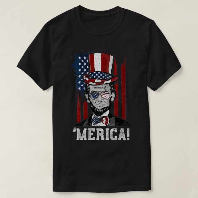 Womens Abraham Lincoln 'Merica  Abe Lincoln VNeck  T-Shirt (Design Front)