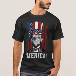 Womens Abraham Lincoln 'Merica Abe Lincoln VNeck T-Shirt