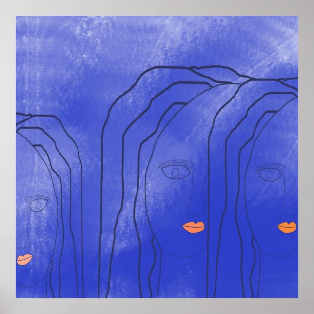 womens abstract faces art poster (Front)