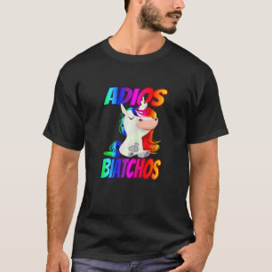 Womens Adios Biatchos Middle Finger Unicorn 1 T-Shirt