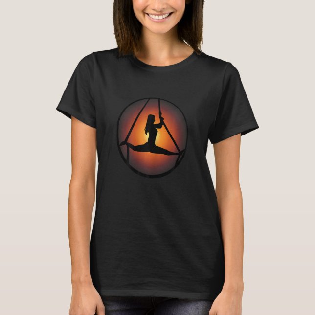 Womens Aerial Yoga With Orange Aura signifying one T-Shirt (Front)