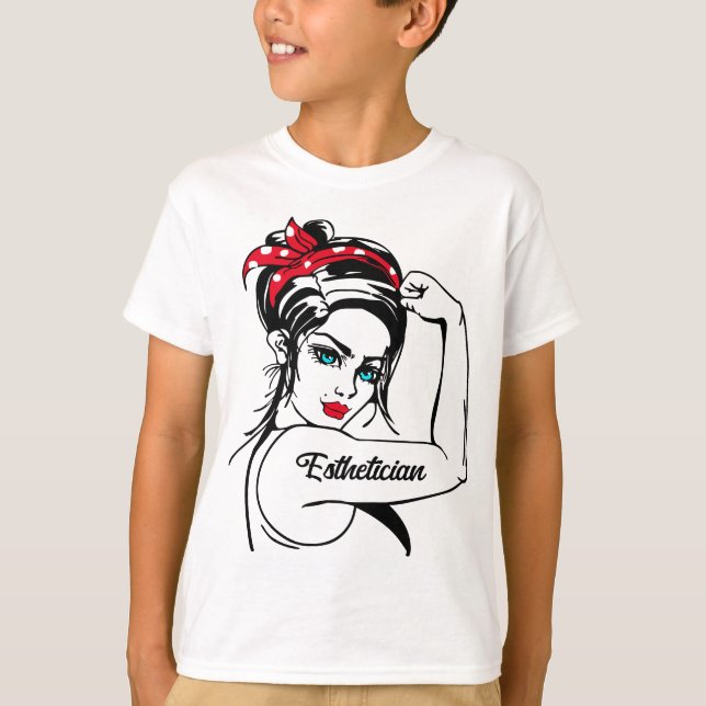 Womens Aesthetician Rosie The Riveter Pin Up T-Shirt (Front)