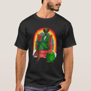 Womens African American Female Leprechaun Black St T-Shirt