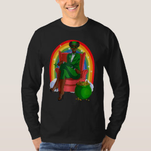Womens African American Female Leprechaun Black St T-Shirt