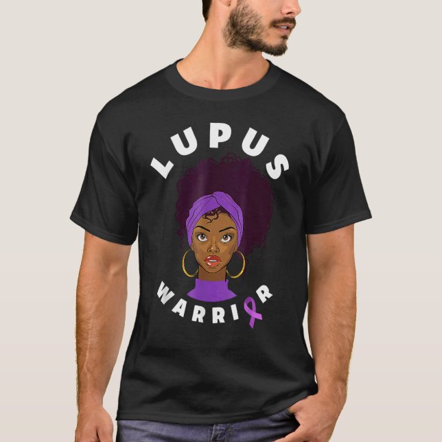 Womens Afro African American Black Woman Lupus War T-Shirt (Front)