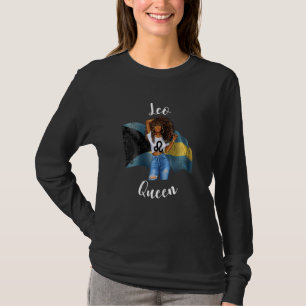 Womens Afro Bahaman Leo Queen Black Womens Zodiac T-Shirt