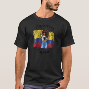 Womens Afro Colombian Aquarius Queen African Zodia T-Shirt