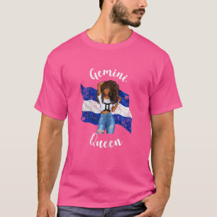 Womens Afro Gemini Queen From El Salvador Zodiac B T-Shirt