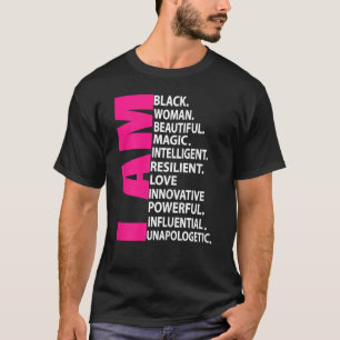Womens Afro Girl I Am Black Woman Beautiful Magic T-Shirt