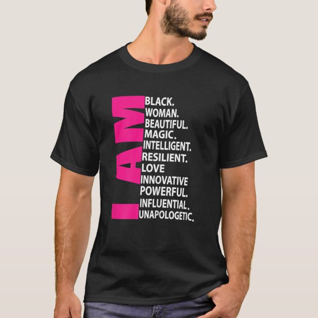 Womens Afro Girl I Am Black Woman Beautiful Magic  T-Shirt (Front)