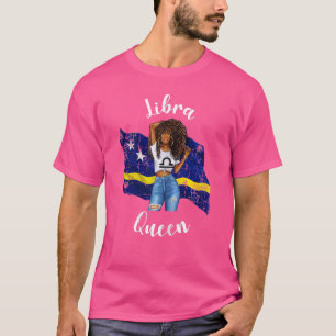 Womens Afro Libra Queen From Curacao Zodiac Birthd T-Shirt