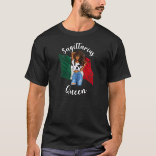Womens Afro Mexican Sagittarius Queen Zodiac Sign T-Shirt