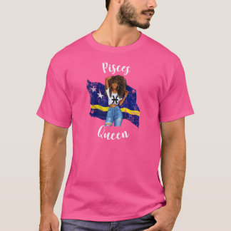 Womens Afro Pisces Queen From Curacao Zodiac Birth T-Shirt