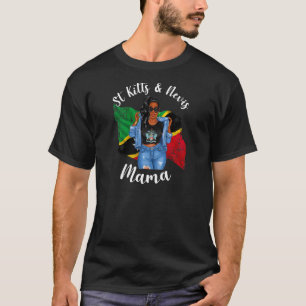 Womens Afro St Kitts And Nevis Mama Loves Coffee C T-Shirt