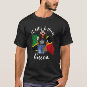 Womens Afro St Kitts And Nevis Queen Loves Coffee T-Shirt