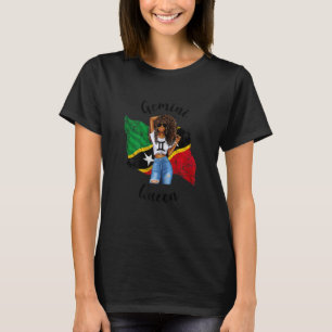 Womens Afro St Kitts & Nevis Gemini Queen African  T-Shirt