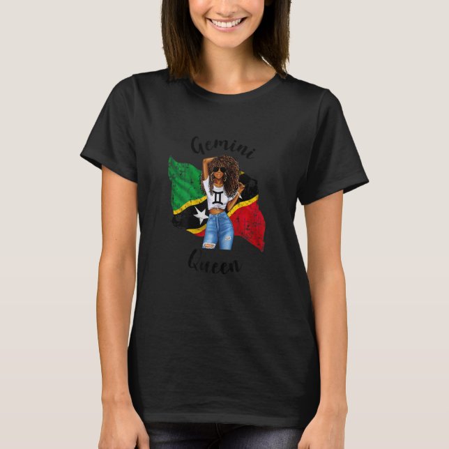Womens Afro St Kitts & Nevis Gemini Queen African  T-Shirt (Front)