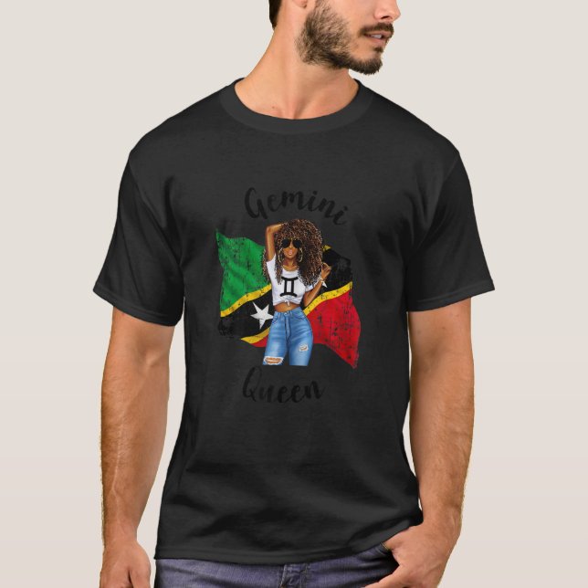 Womens Afro St Kitts & Nevis Gemini Queen African  T-Shirt (Front)