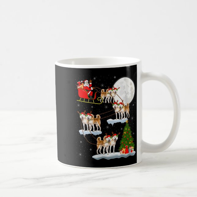 Womens Akita Dog Santa Sleigh Flying Funny Magical Coffee Mug (Right)