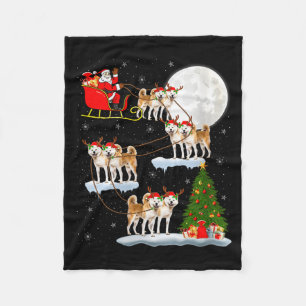 Womens Akita Dog Santa Sleigh Flying Funny Magical Fleece Blanket