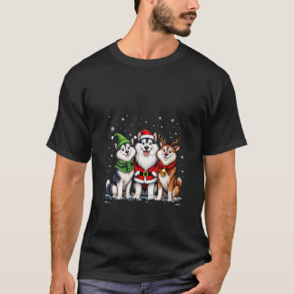 Womens Alaskan Malamute Christmas Dogs Funny Santa T-Shirt