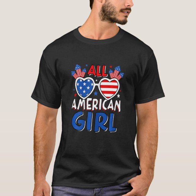 Womens All American Girl 4th Of July American Flag T-Shirt (Front)