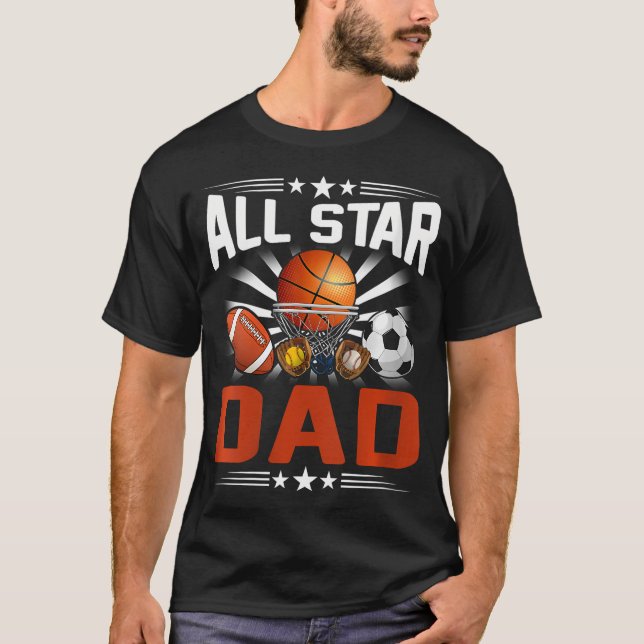 Womens All Star Dad Of The Bday Basketball Soccer  T-Shirt (Front)