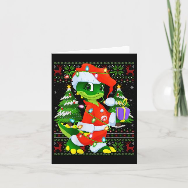 Womens Alligator Christmas Lights Santa Costume Ug Card (Front)