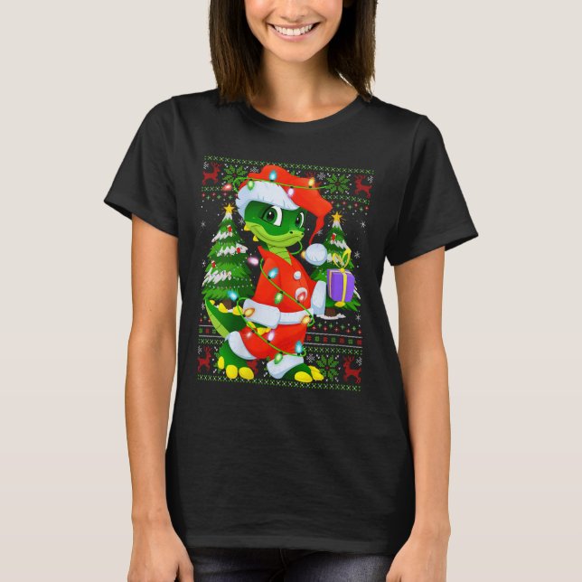 Womens Alligator Christmas Lights Santa Costume Ug T-Shirt (Front)