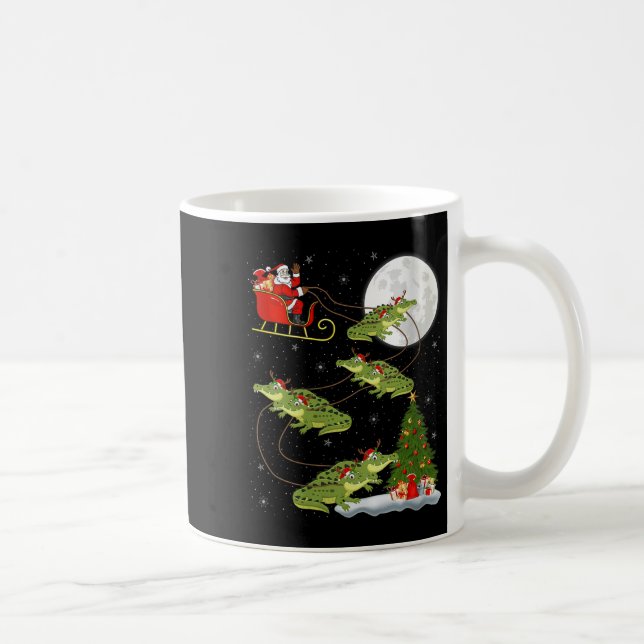 Womens Alligator Santa Sleigh Flying Funny Magical Coffee Mug (Right)