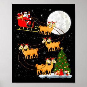 Womens Alpaca Llama Santa Sleigh Flying Funny Magi Poster
