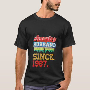 Womens Amazing Husband Since 1987 34th Wedding Ann T-Shirt
