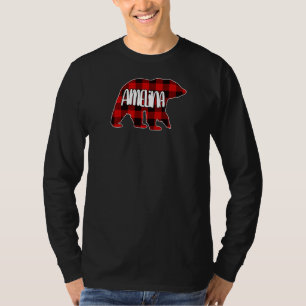 Womens Amelina Bear Custom Red Buffalo Plaid Chris T-Shirt