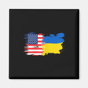 Womens American And Ukraine Flag Magnet
