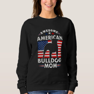 Womens American Bulldog Dog Mum Owner Usa Flag 4th Sweatshirt