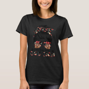 Womens American Cocker Spaniel Mum Messy Bun Hair T-Shirt