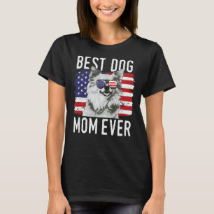 Womens American Flag Best Dog Mom Ever Chihuahua U T-Shirt