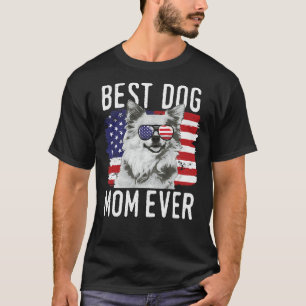 Womens American Flag Best Dog Mom Ever Chihuahua U T-Shirt