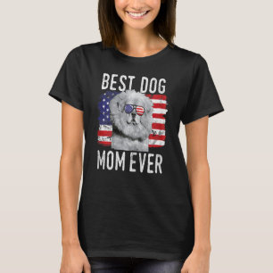 Womens American Flag Best Dog Mum Ever Tibetan Mas T-Shirt