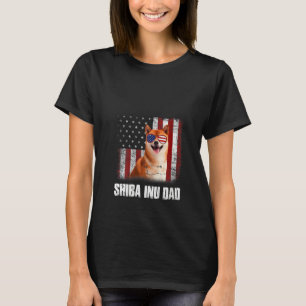 Womens American Flag Best Shiba Inu Dad Ever Tee D
