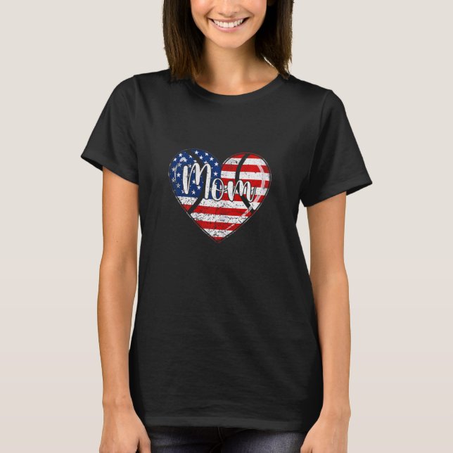 Womens American Flag Tennis Mum Apparel   4th Of J T-Shirt (Front)