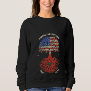 Womens American Grown Moroccan Roots Morocco Flag Sweatshirt